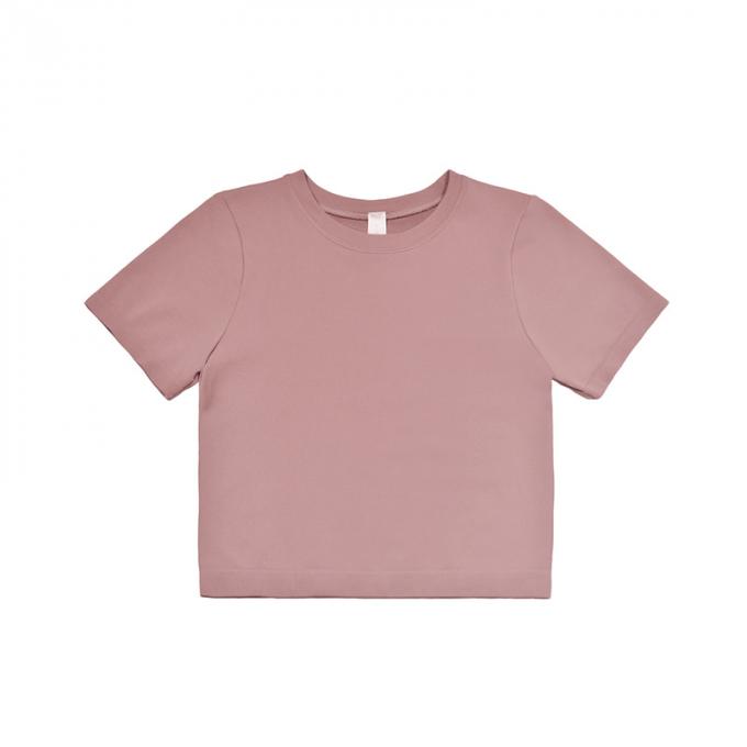 Las mujeres de la camiseta del jersey del bordado de la flor del cuello de O sueltan top del algodón del verano 2021 rosados causales de las camisetas de manga corta el nuevo