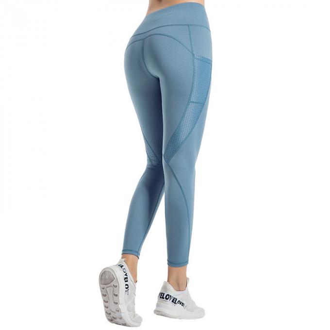 Pantalones apretados de la yoga de las mujeres del desgaste del gimnasio de las polainas de la aptitud atractiva de la cintura alta con desgaste atlético del gimnasio del extremo del arrugado del activewear de los bolsillos