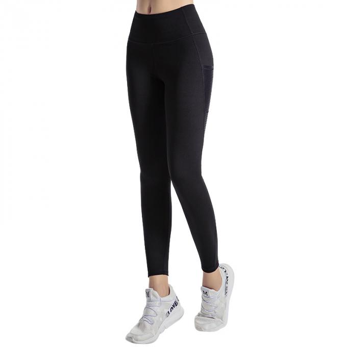 Pantalones apretados de la yoga de las mujeres del desgaste del gimnasio de las polainas de la aptitud atractiva de la cintura alta con desgaste atlético del gimnasio del extremo del arrugado del activewear de los bolsillos