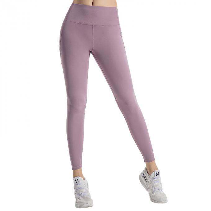 Pantalones apretados de la yoga de las mujeres del desgaste del gimnasio de las polainas de la aptitud atractiva de la cintura alta con desgaste atlético del gimnasio del extremo del arrugado del activewear de los bolsillos