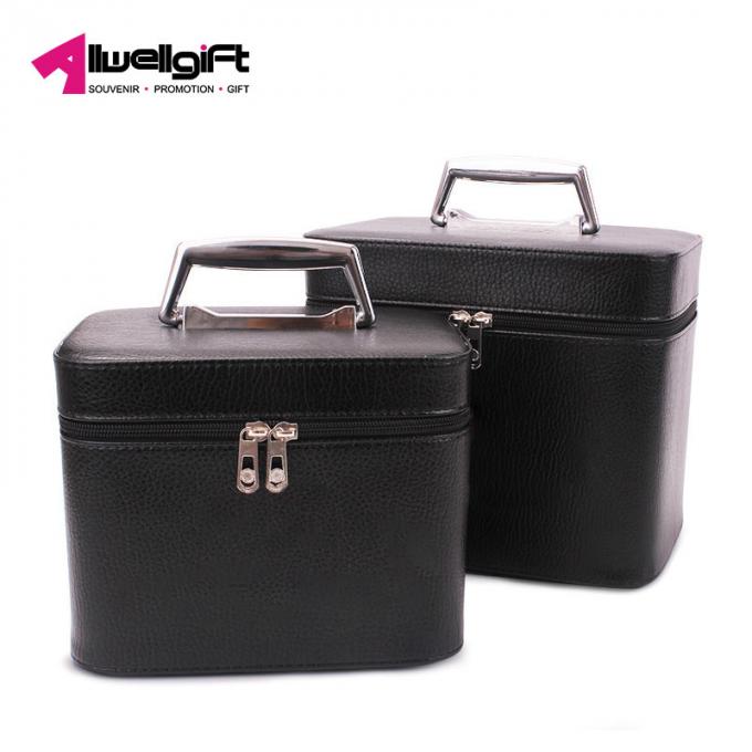Cajas del filtro de gran capacidad del maquillaje de la bolsa cosmética portátil negra de gama alta de la señora