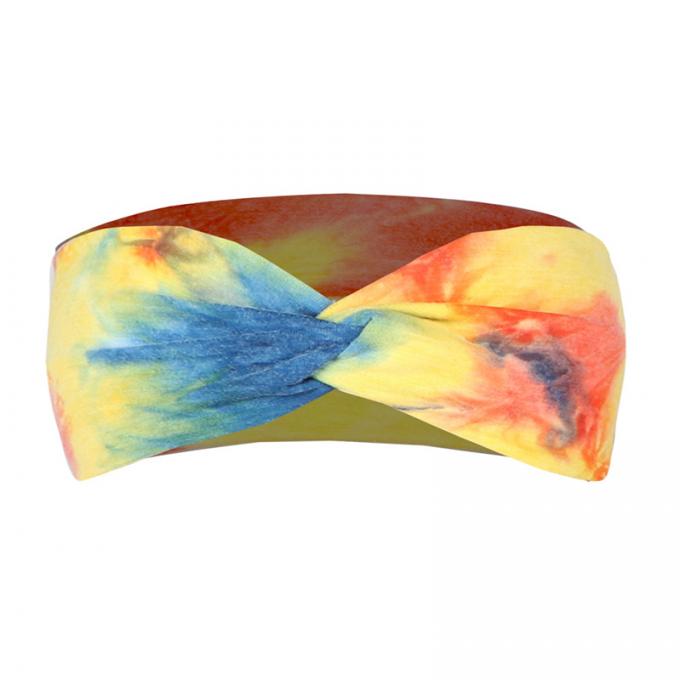Banda cruzada elástico de encargo al por mayor del pelo cruzado del abrigo de la cabeza de Logo Tie Dye Headband Woman para el maquillaje del entrenamiento de los deportes