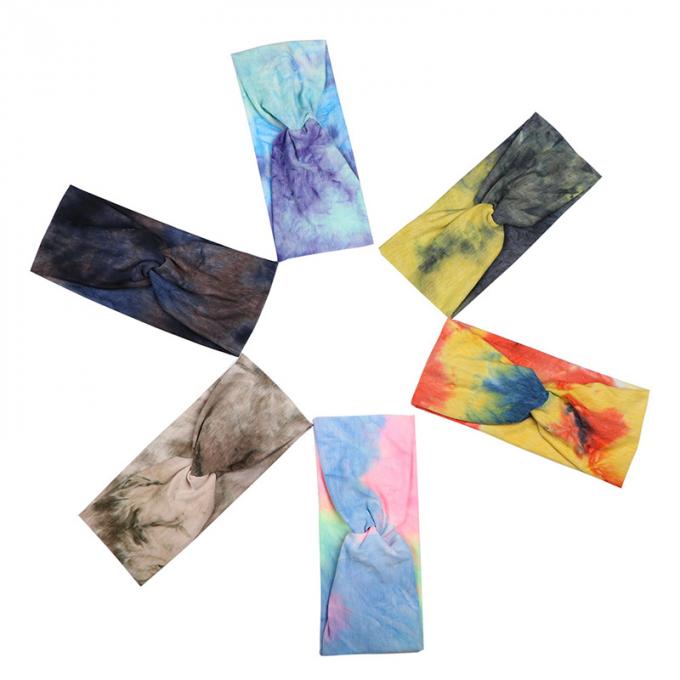 Banda cruzada elástico de encargo al por mayor del pelo cruzado del abrigo de la cabeza de Logo Tie Dye Headband Woman para el maquillaje del entrenamiento de los deportes