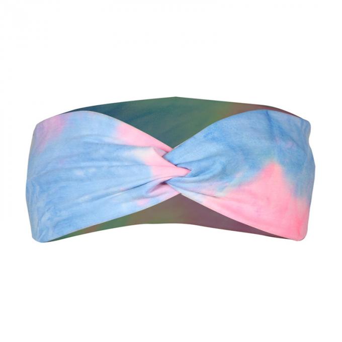 Banda cruzada elástico de encargo al por mayor del pelo cruzado del abrigo de la cabeza de Logo Tie Dye Headband Woman para el maquillaje del entrenamiento de los deportes