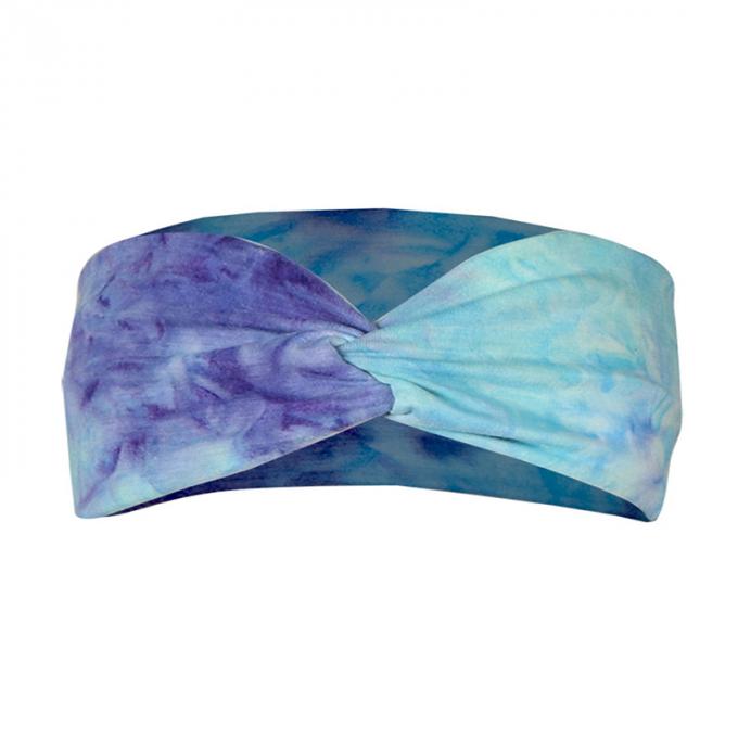 Banda cruzada elástico de encargo al por mayor del pelo cruzado del abrigo de la cabeza de Logo Tie Dye Headband Woman para el maquillaje del entrenamiento de los deportes