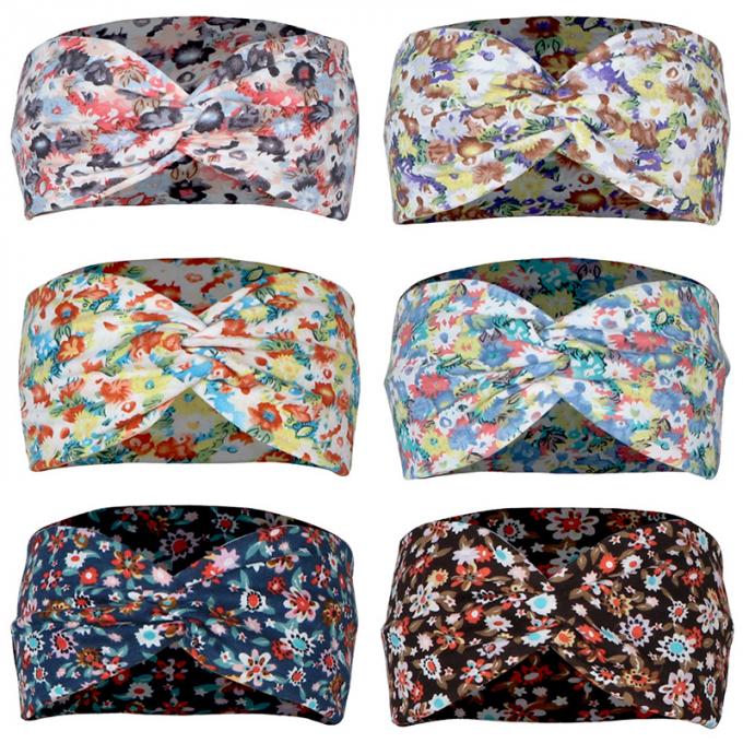 Flor de encargo de la moda impresa para modelar los accesorios coloridos del pelo de las mujeres del bebé de las vendas peludas recién nacidas de las diademas para el pelo