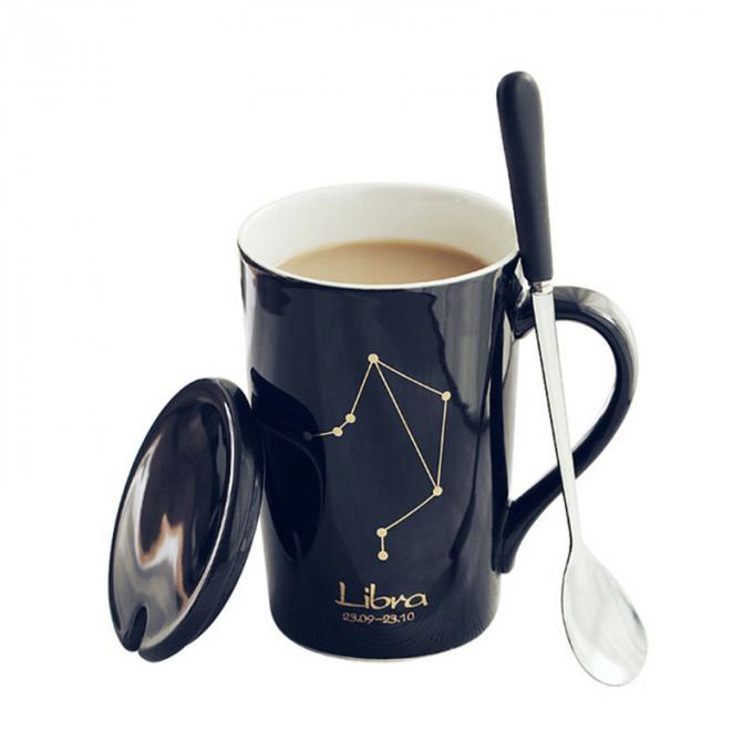 La aduana de alta calidad imprimió CUPS de cerámica del vaso del café de 12 tazas de la constelación con el mate del drinkware de la tapa y de la cuchara multicolor