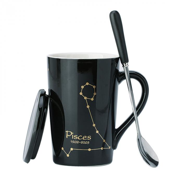 La aduana de alta calidad imprimió CUPS de cerámica del vaso del café de 12 tazas de la constelación con el mate del drinkware de la tapa y de la cuchara multicolor