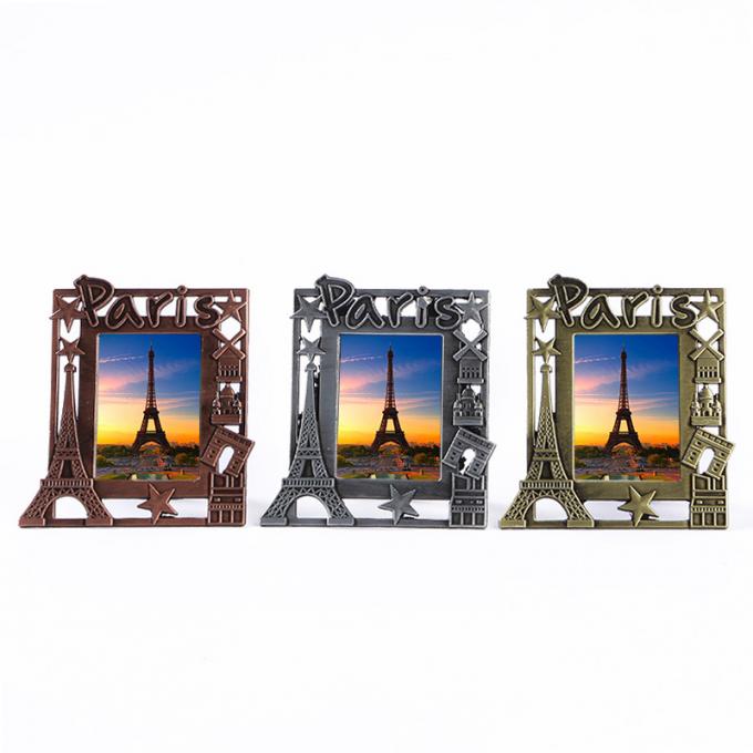 3D a presión marco del rectángulo del metal del regalo del recuerdo de la torre Eiffel de París Francia del paisaje de la puesta del sol de la fundición