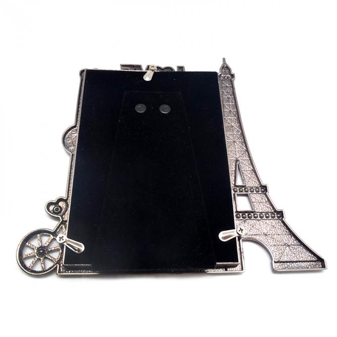 marco del rectángulo del metal del recuerdo de la torre Eiffel de 3.5*5inch París con amor del diamante artificial