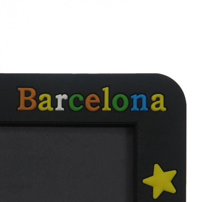 marco de goma del PVC del marco del rectángulo del efecto 3D de España Barcelona del regalo magnético suave del recuerdo